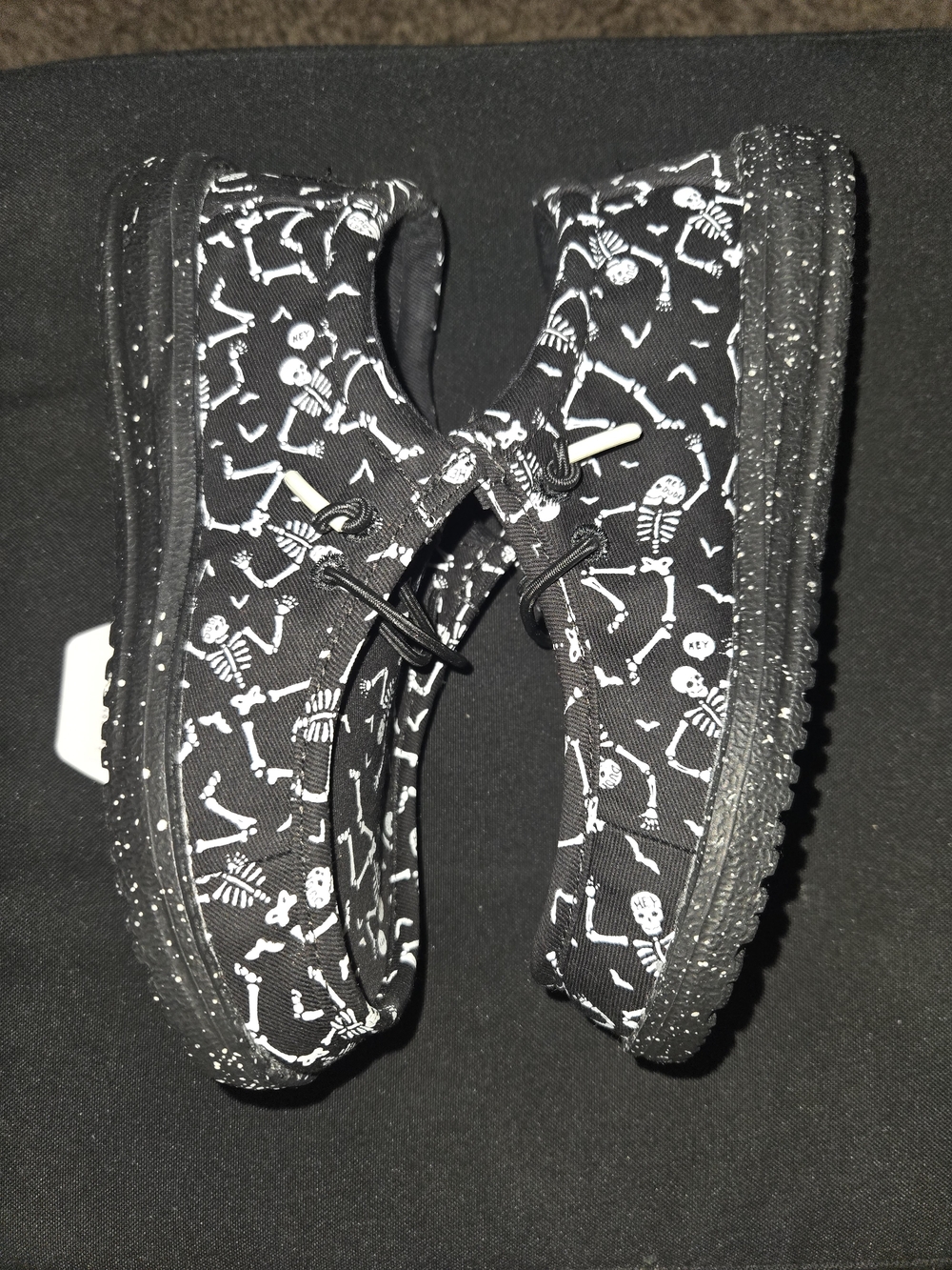 New Hey Dude Kids' Wally Skeletons Slip-On Shoes - Black/White - Picture 3 of 6